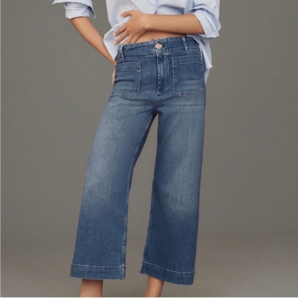 Anthropologie Denim - Maeve The Colette Crop High-Rise‎ Wide-Leg Jeans Approx Size 34